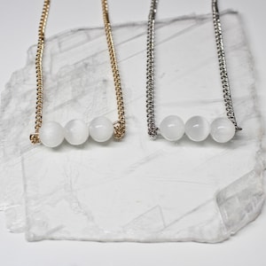 Jaded Love Selenite Gold and Silver Beaded Necklace