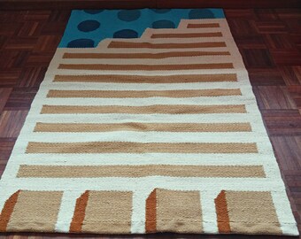 Flat woven made to order rug 100% natural dyed wool abstract rugs flatweave wool rug Scandinavian