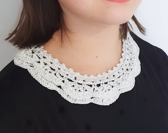 RBG style jewelry collar necklace crochet silver lace removal Peter pan romantic accessories for women girls