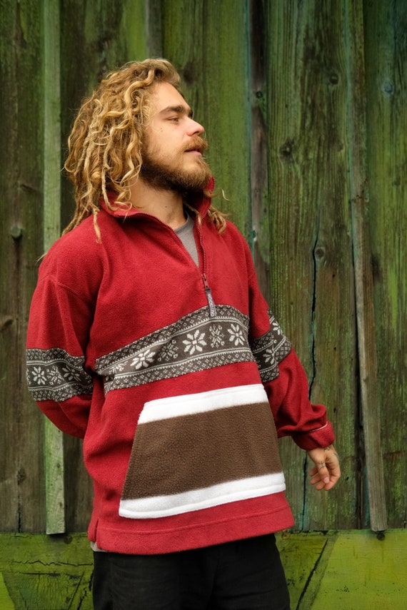 Vintage fleece sweater size M L-XL | Hippie clothing | 80's, 90's | UNISEX