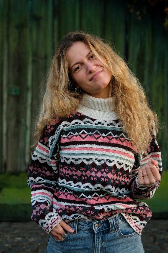 Vintage turtleneck sweater size M L-XL | Hippie clothing | Retro clothes | UNISEX| 80s, 90s
