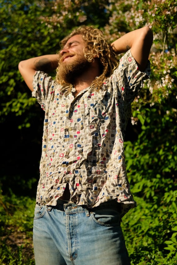 vintage summer shirt | hippie clothes | Retro clothes | UNISEX| size L - XL