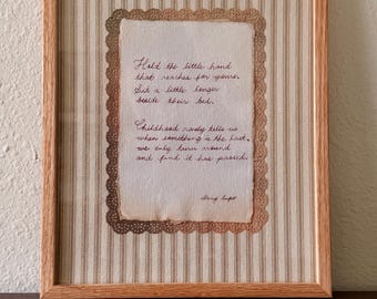 Handwritten Motherhood Poem, Original Framed Poetry, Mother & Child Keepsake, One of a Kind Gift for Mom