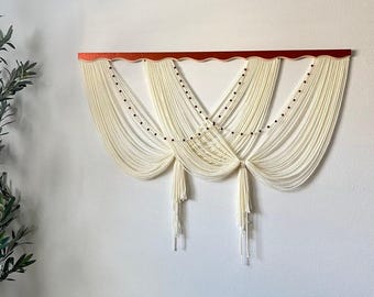 Boho Macrame Wall Hanging – Handmade Neutral Wool Fiber Art