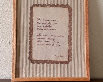 Handwritten Motherhood Poem, Original Framed Poetry, Childhood Keepsake, Gift for Mom, One of a Kind Wall Art