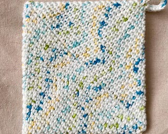 Handmade Crochet Cotton Potholder – Speckled Cottagecore Trivet