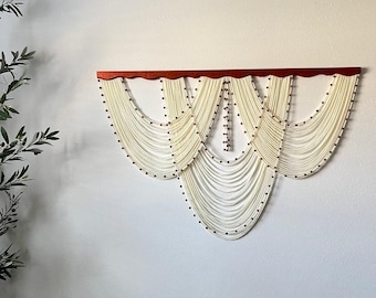 Macrame Wall Hanging, Boho Fiber Art, Wool Angel Wings Decor