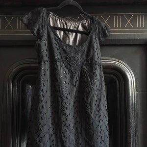Black Eyelet Mini Dress with Lace Sleeves