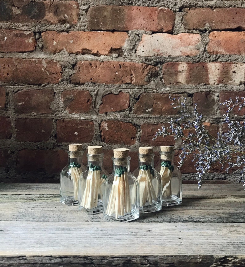 Small Square Glass Matchstick Holder With Cork Lid Etsy