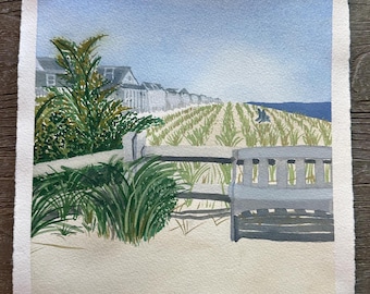 Pintura gouache de la playa de Jersey Shore