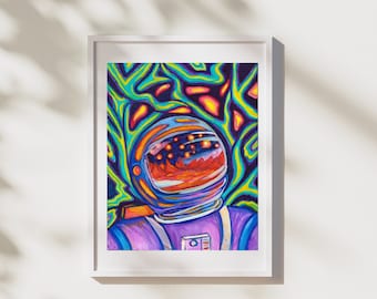 Surreal Astronaut Art Print | Psychedelic Space Poster