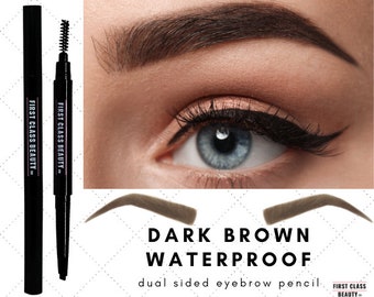 Dark Brown Eyebrow Pencil With Eyebrow Brush | Castor Oil For Eyebrow Growth and Thickening Eyebrows | Hypoallergenic