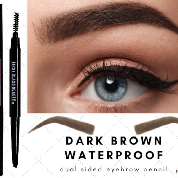 Dark Brown Eyebrow Pencil With Eyebrow Brush | Castor Oil For Eyebrow Growth and Thickening Eyebrows | Hypoallergenic