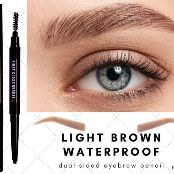 Light Brown Eyebrow Pencil | Waterproof Eyebrow Makeup | Double-Sided with Eyebrow Brush | Eyebrow Growth with Castor Oil | Hypoallergenic