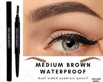 Brown Eyebrow Pencil with Spoolie | Cruelty-Free Makeup | Castor Oil for Hair Growth