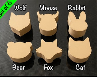 Set of 6: Cute Woodland Theme Animal Shaped Knobs for Kid's Dresser, Nursery Drawers or Cabinets