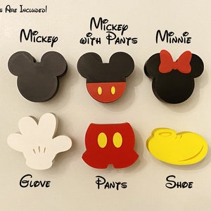 Mickey Mouse and Minnie Mouse Drawer Knobs/Handles for Nurseries, Kid's Rooms, Cabinets, and Dressers! Screws Included!