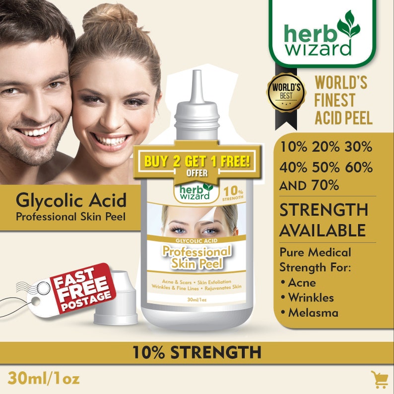 Glycolic Acid Aha Skin Peel Acne Blackhead Scar & Spot Etsy