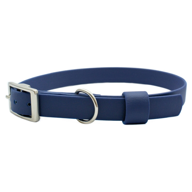 Stainless Steel & Navy Blue 19mm Wide Biothane Vegan Leather - Etsy