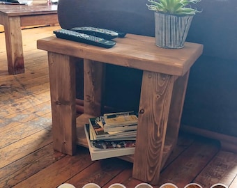 Rustic Side Table/ Any Size/ Bedside table/Small Table/Wooden Coffee Table/Reclaimed Wood Side Table/Rustic Magazine Rack