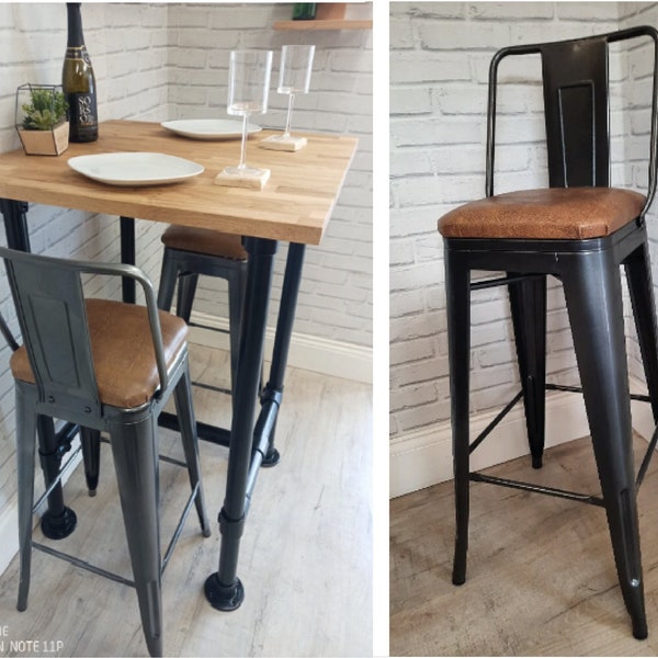 Industrial Vintage ‘High-back’ Breakfast Bar Stool/Rustic barstool/industrial barstool/ bar stool with back