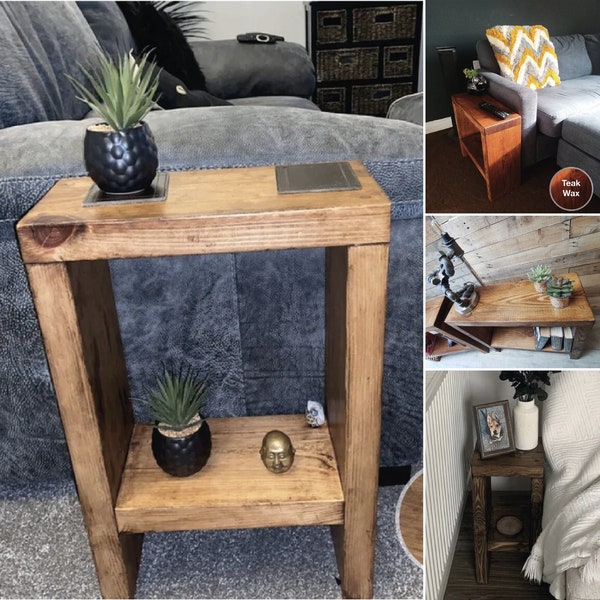 Rustic Side Table/ Bedside table/Tall Side Table/Living Room Furniture/Reclaimed Wood Side Table/Rustic Lamp Stand