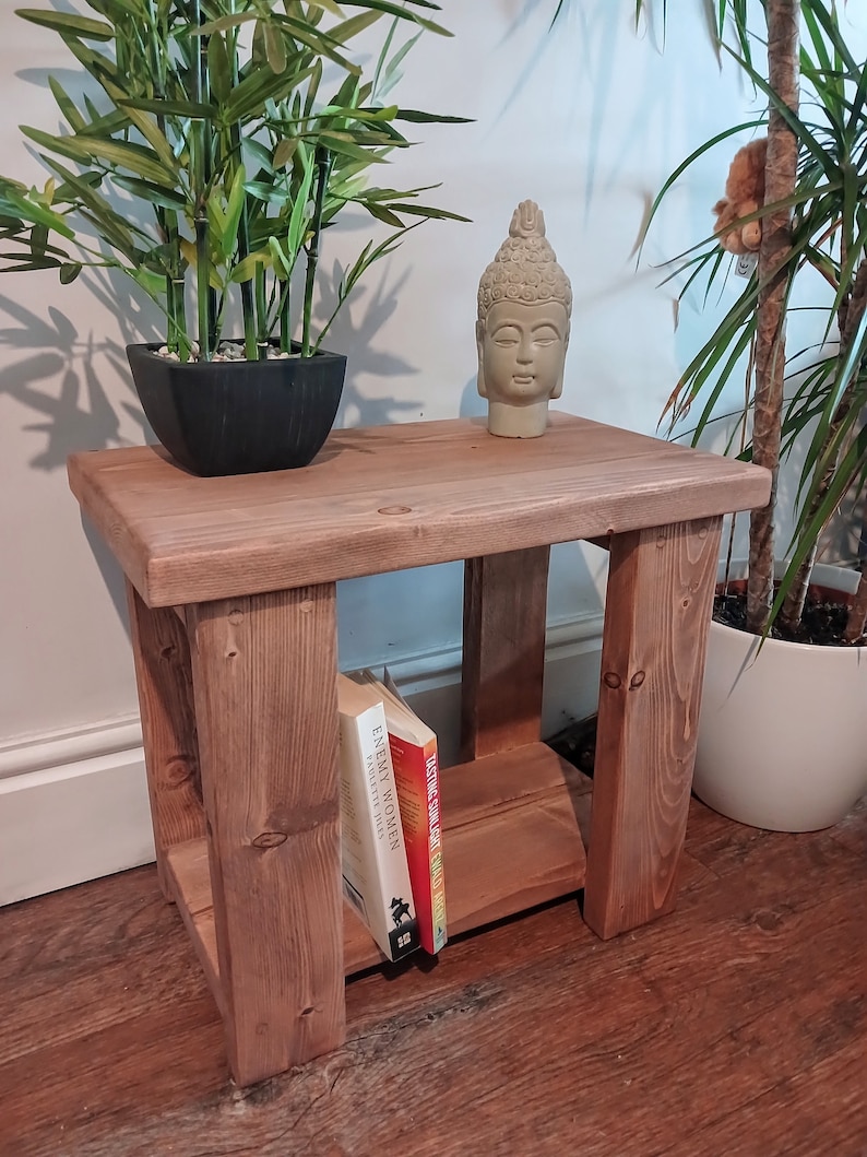 Rustic Side Table/ Any Size/ Bedside table/Small Table/Wooden Coffee Table/Reclaimed Wood Side Table/Rustic Magazine Rack image 4