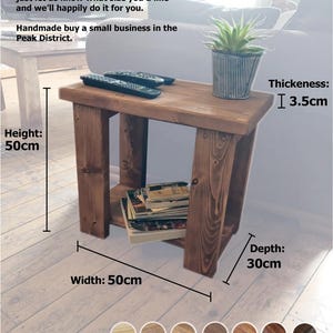 Rustic Side Table/ Any Size/ Bedside table/Small Table/Wooden Coffee Table/Reclaimed Wood Side Table/Rustic Magazine Rack image 10