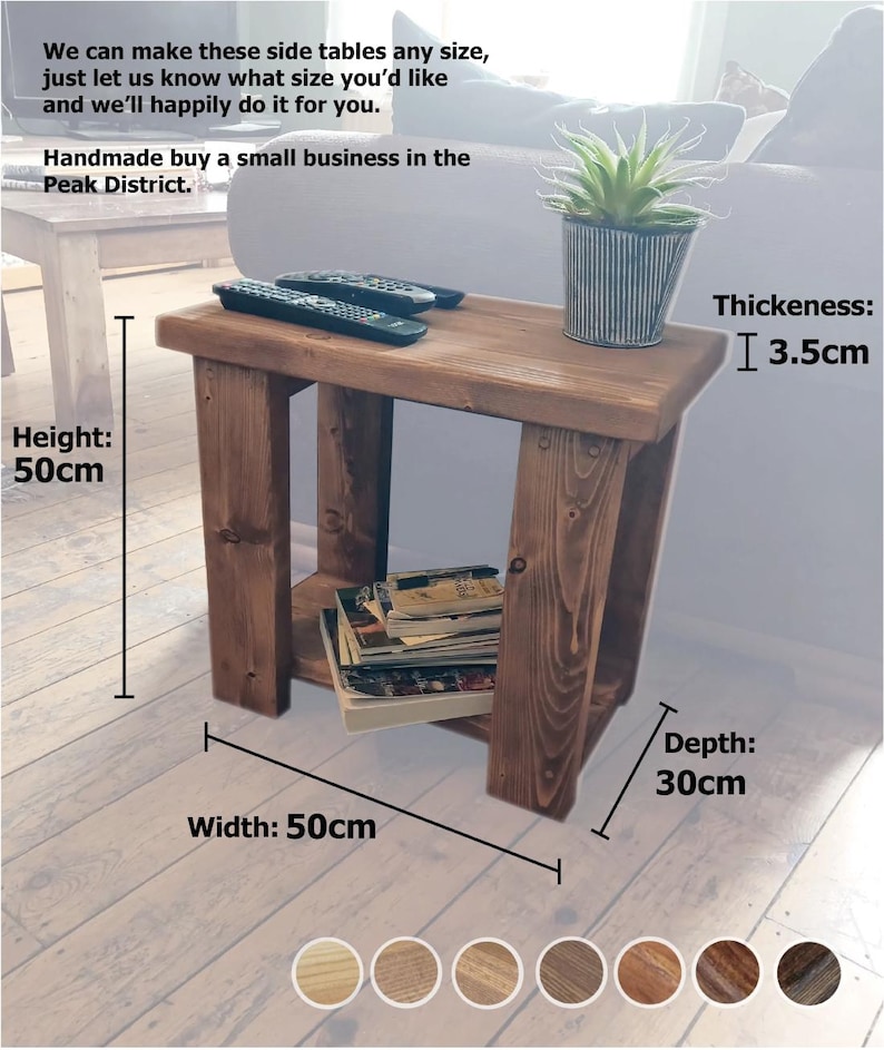 Rustic Side Table/ Any Size/ Bedside table/Small Table/Wooden Coffee Table/Reclaimed Wood Side Table/Rustic Magazine Rack image 10