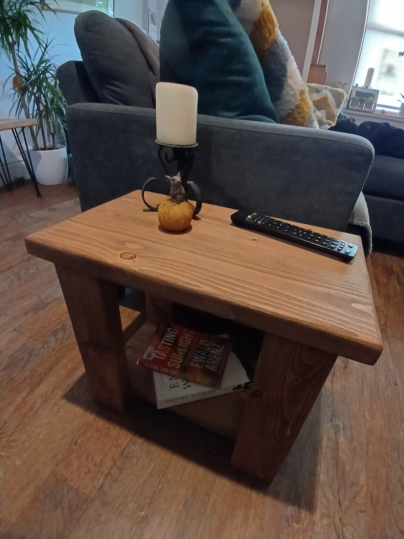 Rustic Side Table/ Any Size/ Bedside table/Small Table/Wooden Coffee Table/Reclaimed Wood Side Table/Rustic Magazine Rack Medium Oak Oil