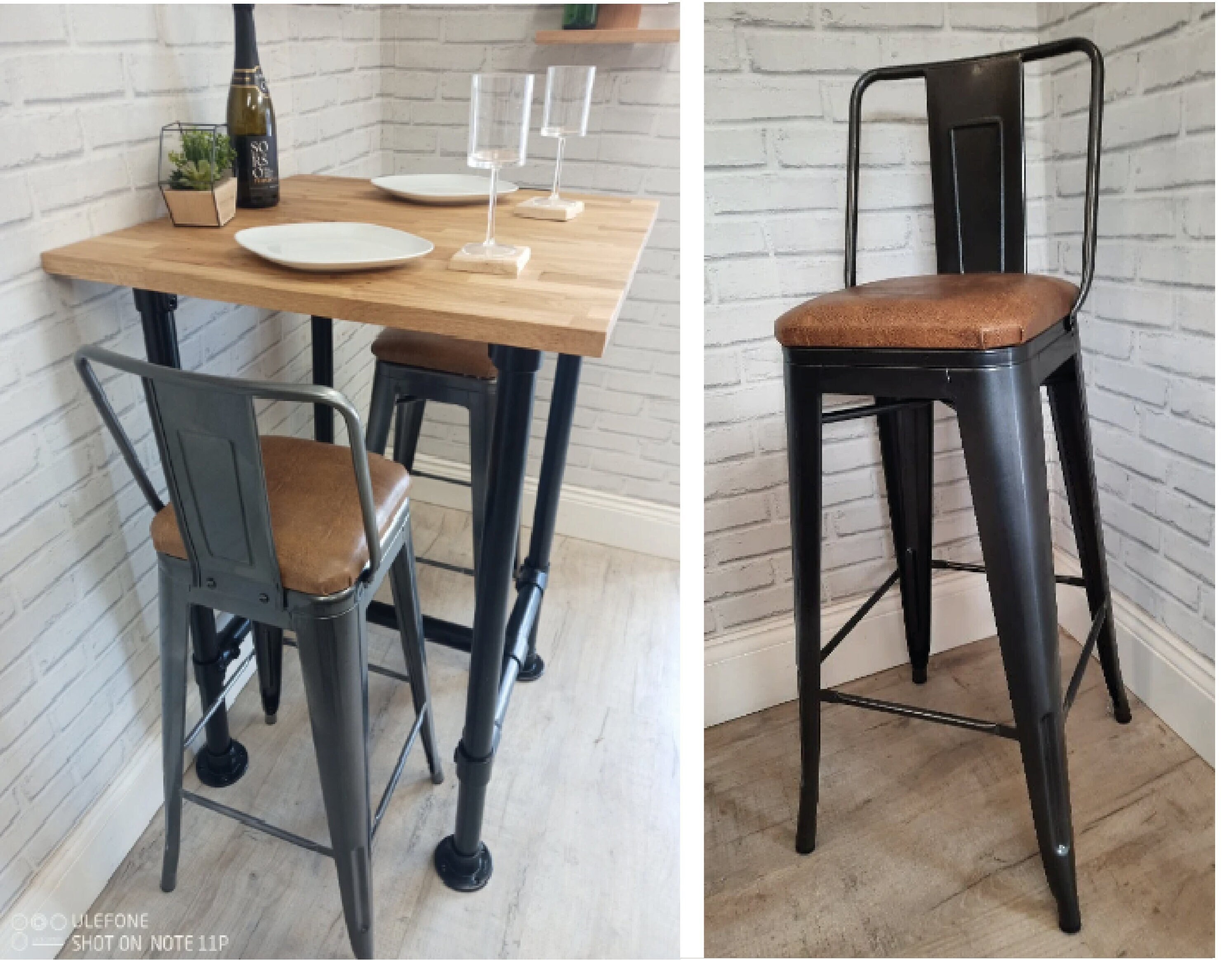 Industrial Vintage High back Breakfast Bar Stool Rustic barstool industrial barstool bar stool with back