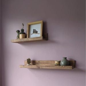 Bespoke Shelving/ Narrow Shelves/Picture Shelves/ Kitchen Shelving/ Bathroom Shelf/ Bathroom Shelving/ Cook Book Shelf/ Rustic Shelves Light Oak Oil