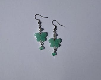 Butterfly Beaded Earrings | Green Beaded Summer and Spring Earrings