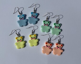 Colorful Bear Earrings | Cute Multicolor Adorable Teddy Bear Earrings