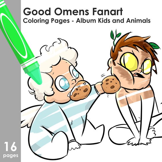 Good Omens Fanart Coloring Book Babies Kids And Animals Etsy