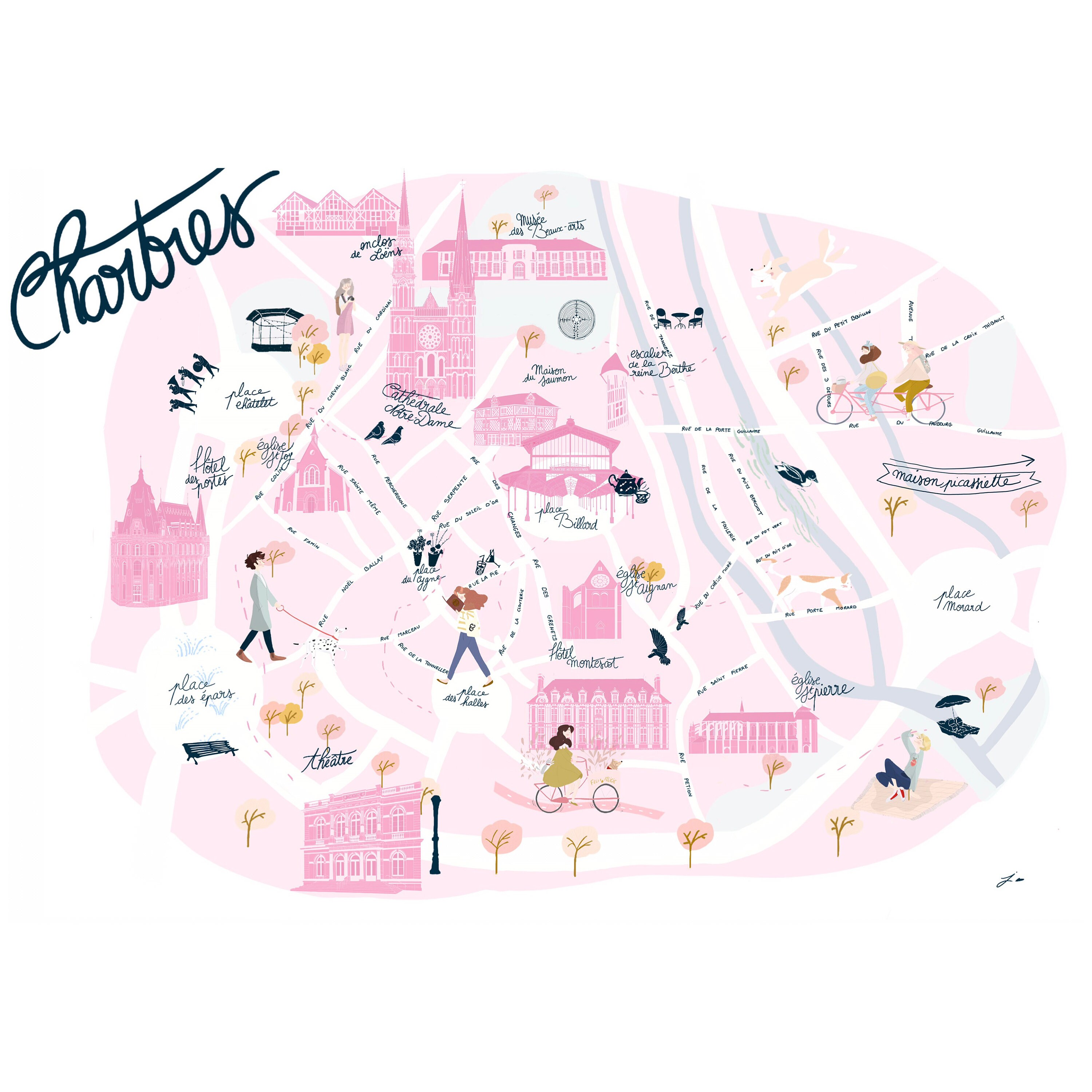 Affiche - Carte Chartres A3