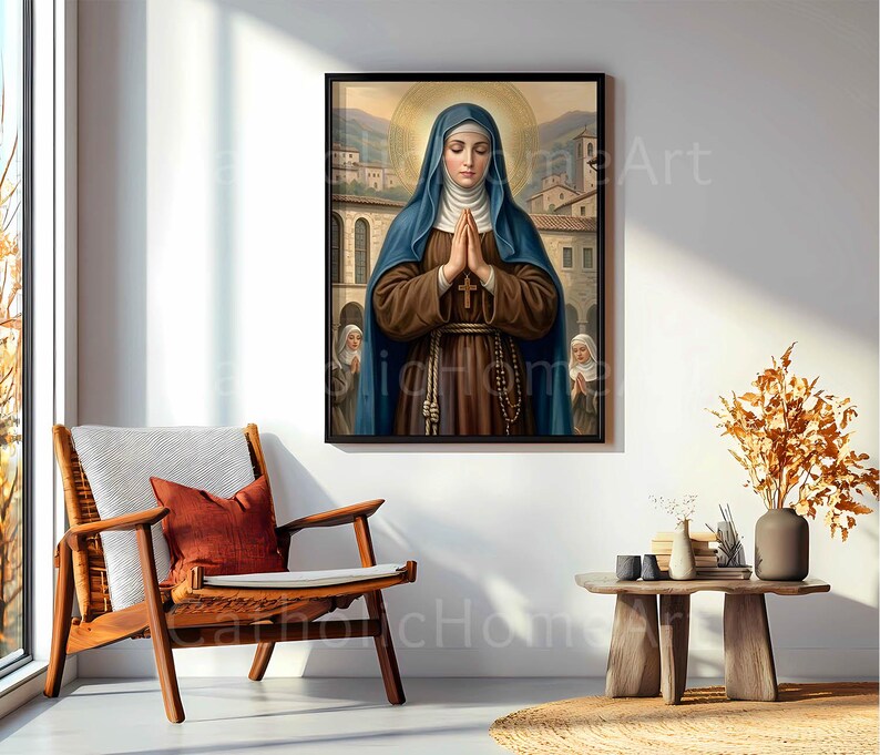 St Clare Wall Art Printable, Saint Clare of Assisi Religious Poster ...