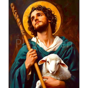 Poster stampabile di San Giovanni Battista, arte murale, stampa di santi cattolici, download digitale di arte religiosa