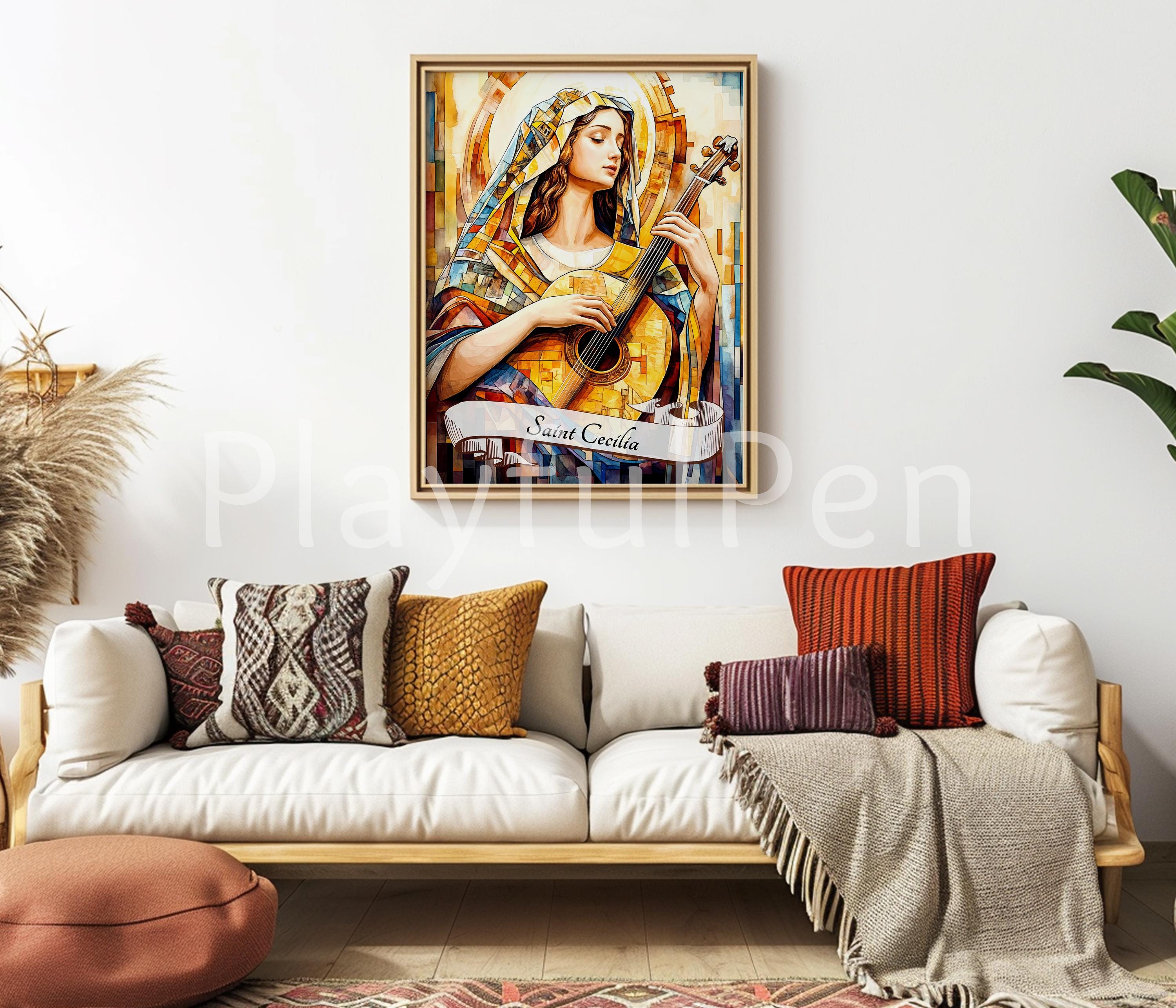 Saint Cecilia Printable Wall Art, Catholic Poster Religious Saints