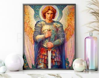 大天使ミカエルの印刷可能な壁アート、聖ミカエル カトリック ポスター