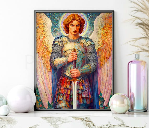 大天使ミカエルの印刷可能な壁アート、聖ミカエル カトリック ポスター