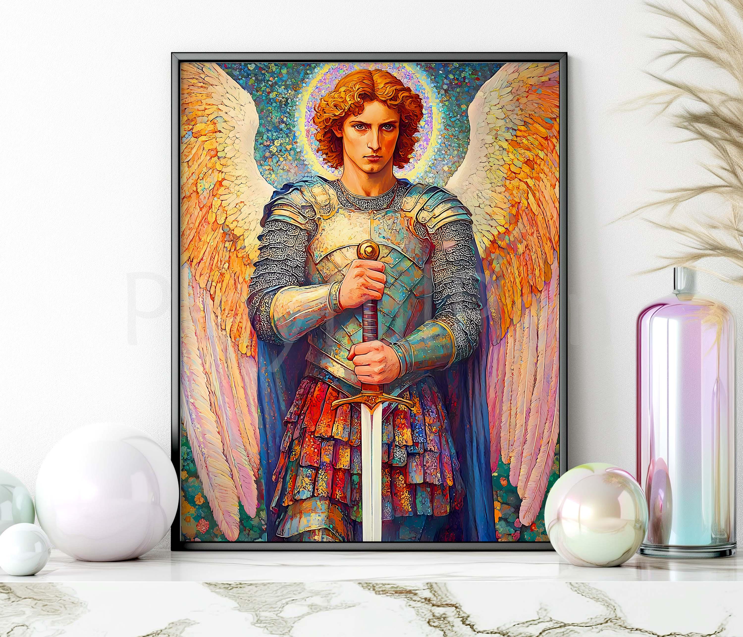 大天使ミカエルの印刷可能な壁アート、聖ミカエル カトリック ポスター