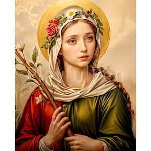 St Philomena Wall Art Printable, Saint Philomena Christian Devotion, Roman Martyr, Catholic Saint Poster Religious Print, Instant Download