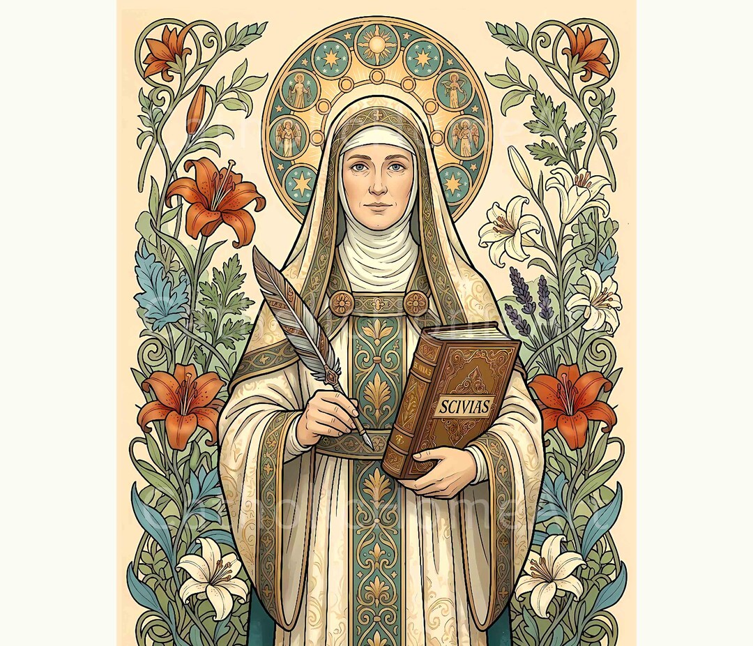 St Hildegard of Bingen Wall Art Printable, Religious Poster ...