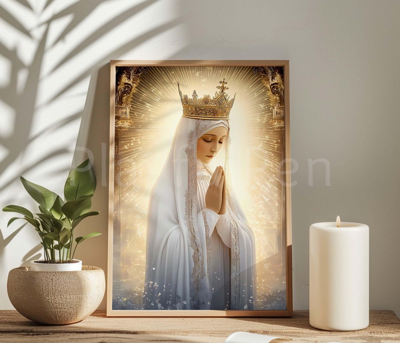 Our Lady of the Rosary Art Print, Catholic Wall Art Printable ...