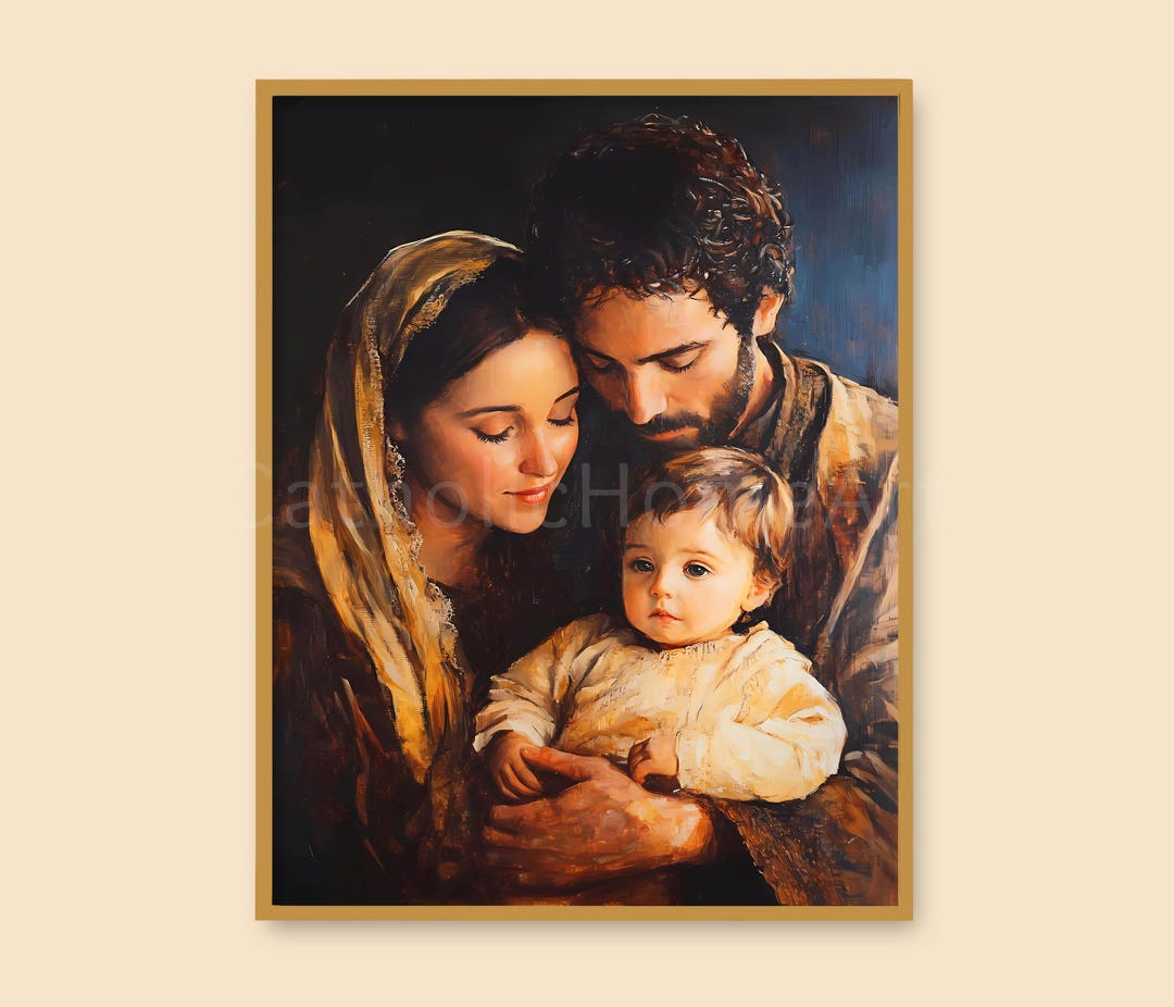 Holy Family Nativity Scene Printable Wall Art Poster, Jesus Mary Joseph ...