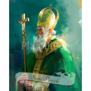 Saint Patrick Printable Wall Art, Catholic Poster Print, Religious Art Digital Download