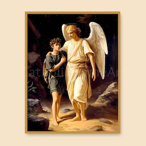 Saint Raphael the Archangel Printable Wall Art, St Rafael Picture, Catholic Poster Print, Religious Art Home Office Decor, Digital Download