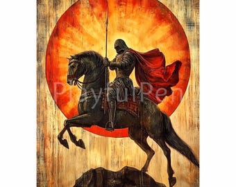 Saint George Wall Art Printable, St George of England Digital Download, Christian Catholic Printable Poster, Religious Art Print