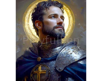 St Louis King of France Printable Wall Art, Saint King Louis IX Picture, Digital Download
